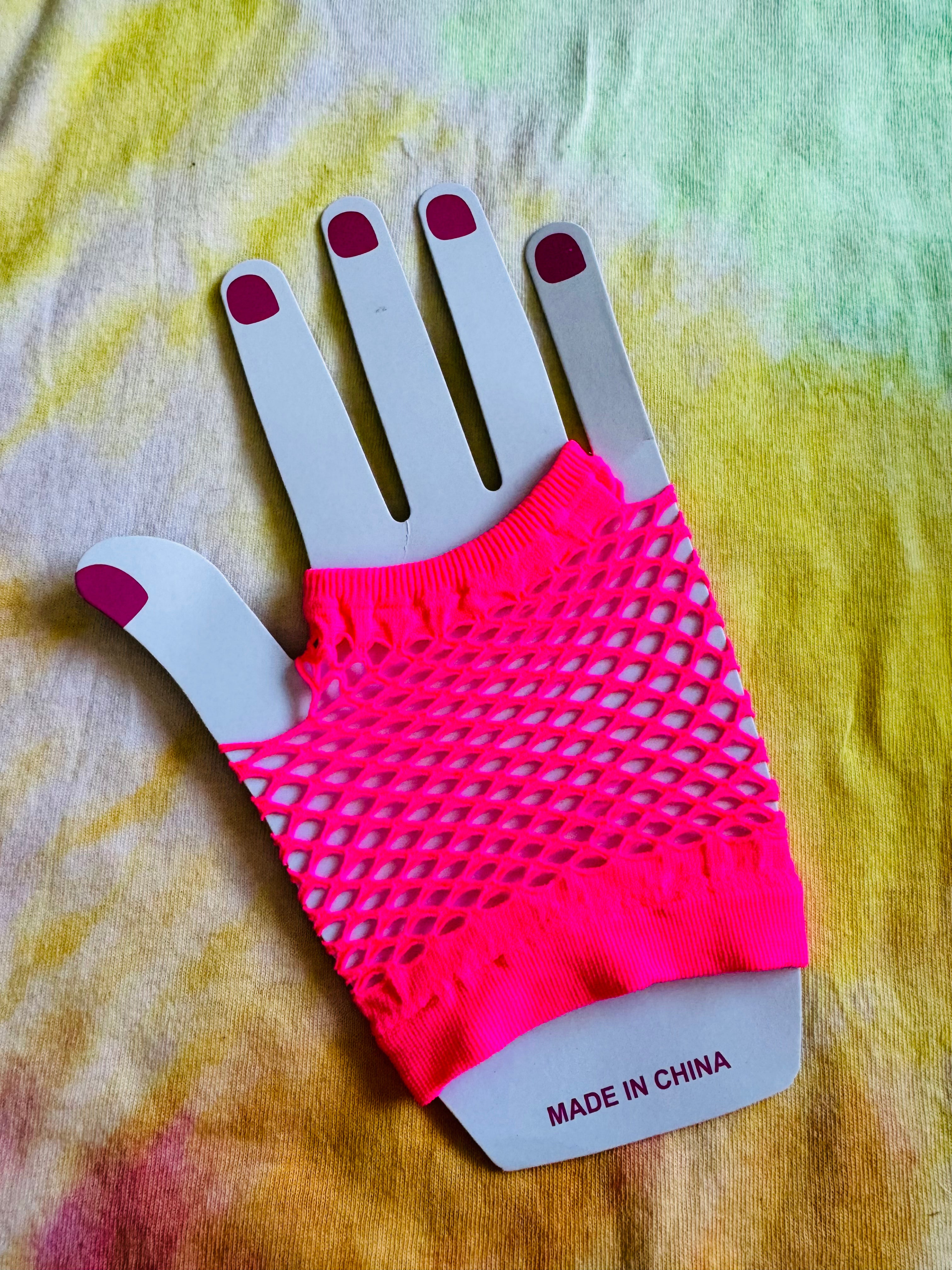 Pink Fishnet Gloves