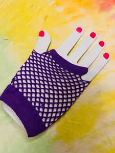 Purple Fishnet Gloves