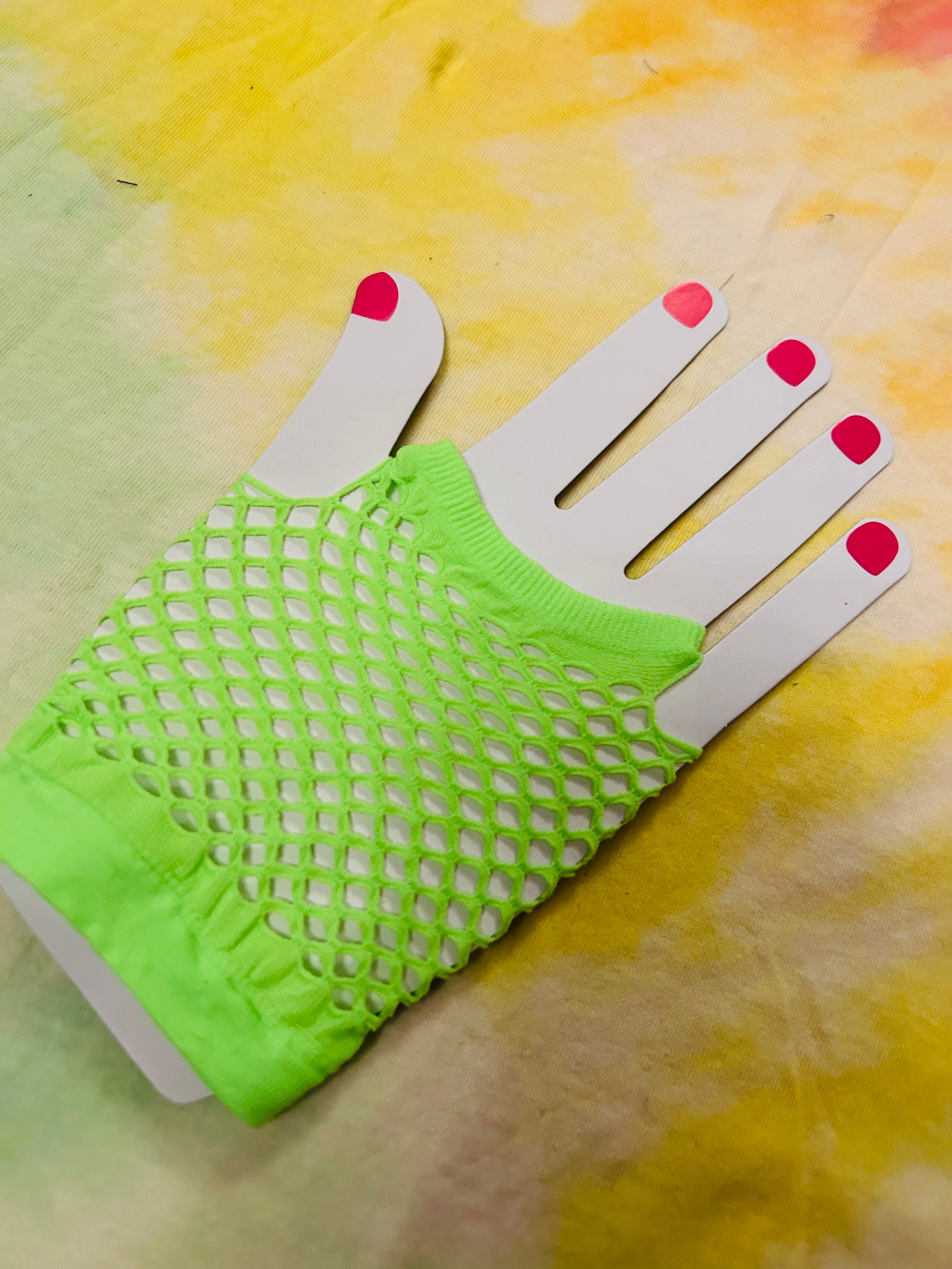 Green Fishnet Gloves